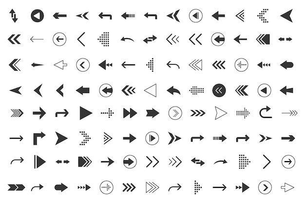 Arrows big black set icons. Arrow icon. Arrows for web design, mobile apps, interface and more.