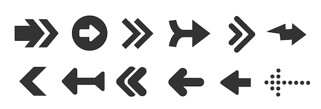 Arrows black set icons. Arrow icon. Arrow vector collection. Arrow. Cursor. Modern simple arrows.