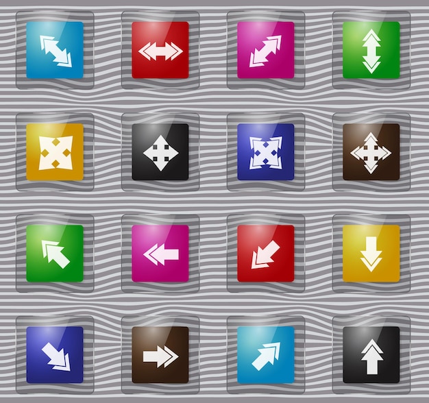 Arrows glass icons set
