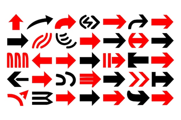 arrows icon set isolated pointer vector art design elements on white background