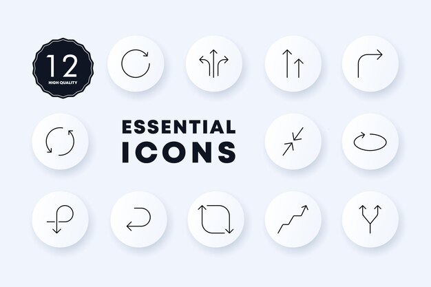 Arrows set icon Control circular direction up down left right swipe scroll growth decline download upload Technology concept Neomorphism Vector line icon for Business and Advertising