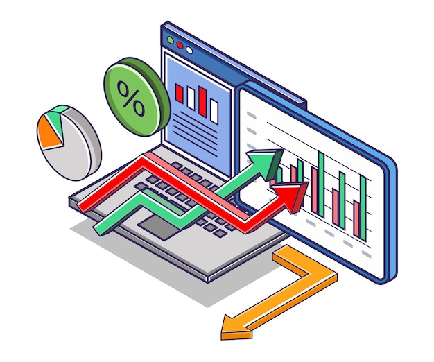 Arrows slide into computer analyzer data