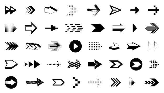 Arrows vector big set of different shapes styles and concepts cursors for icons or logo creation graphic design elements for web or print