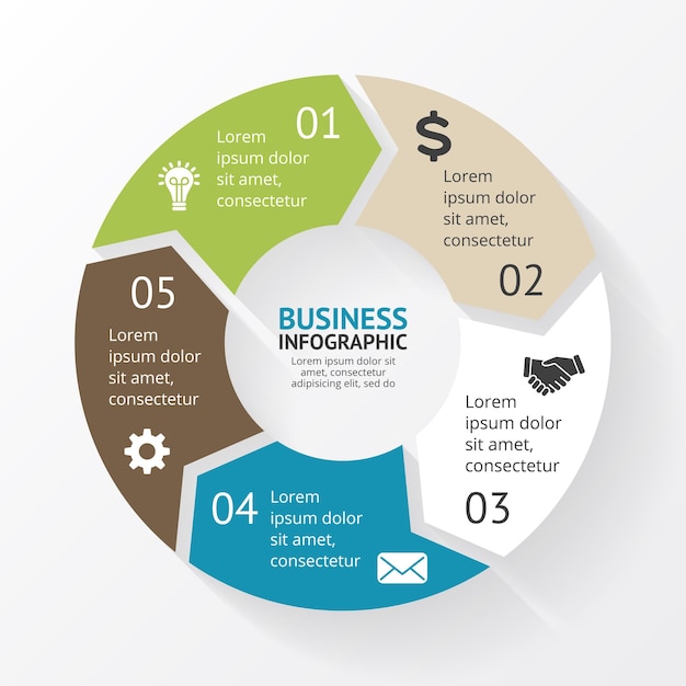 arrows vector infographic presentation slide template circle diagram chart with 5 steps options