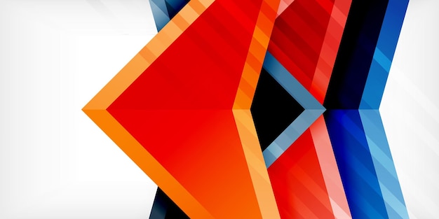 Arrows with 3d effect abstract background Triangles on light grey backdrop