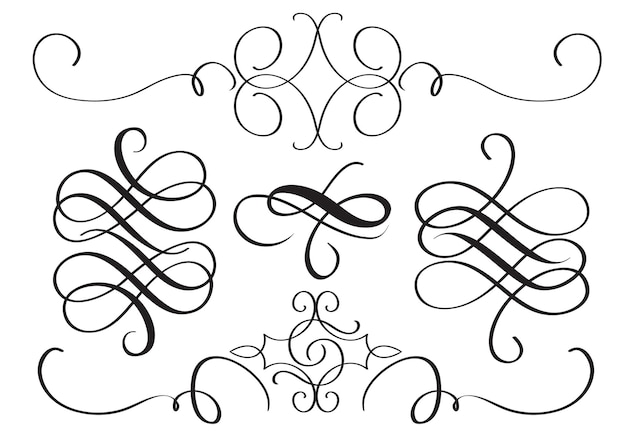 Art calligraphy flourish of vintage decorative whorls for design Vector illustration
