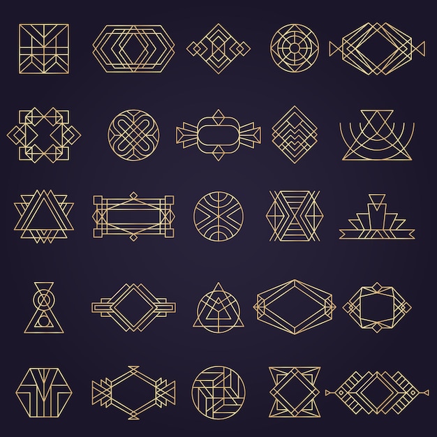 Art deco elements Geometrical linear shapes for design projects circles dividers triangles arrows recent vector art deco collection