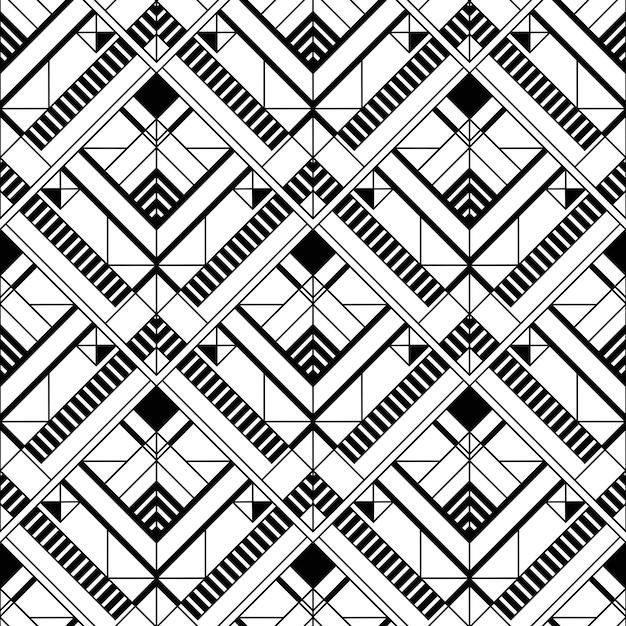 Art Deco pattern Vector black white background Luxury seamless ornament Roaring twenties motif
