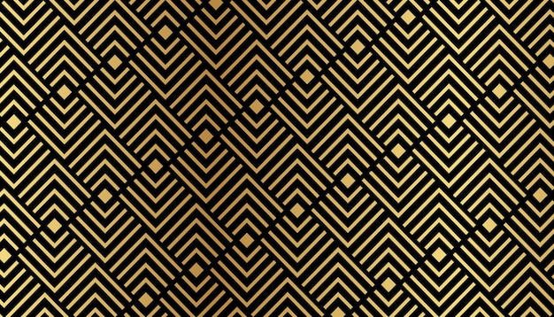 Art deco seamless pattern background with gold geometric shapes and golden glitter textue
