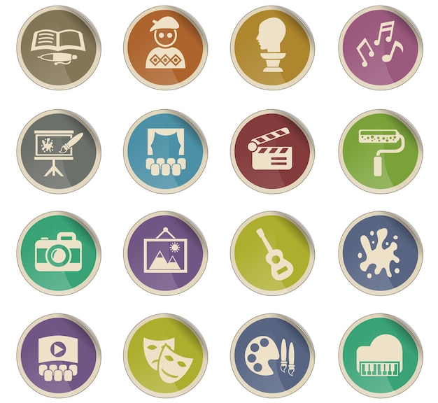 art web icons in the form of round paper labels
