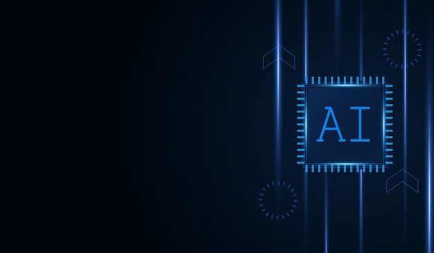 Artificial Intelligence AI chipset on circuit board futuristic Technology Concept