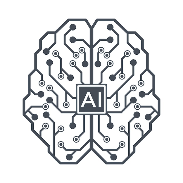 Artificial intelligence AI concept with human brain chip Vector illustration
