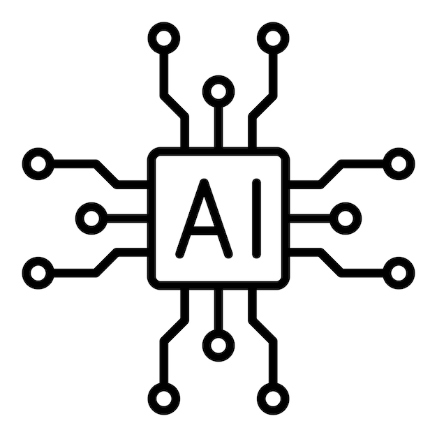 Artificial intelligence AI processor chip icon
