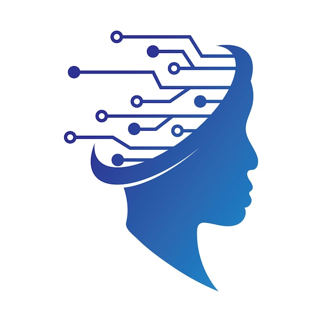 Artificial intelligence and human face logo template