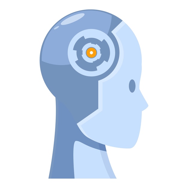 artificial intelligence character thinking with open brain showing digital gears