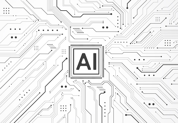 artificial intelligence chipset on circuit board in futuristic concept technology artwork for web banner card cover vector illustration