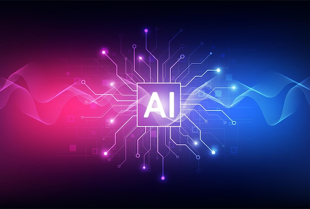 artificial intelligence chipset on circuit board in futuristic concept technology artwork