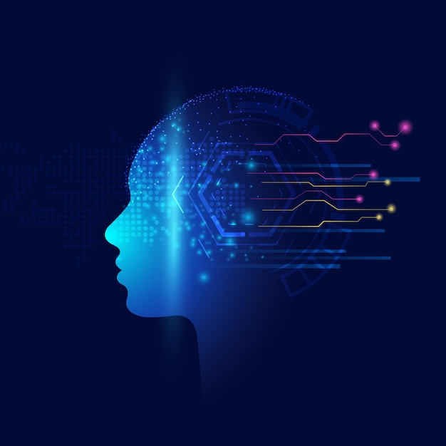 Artificial Intelligence concept Creative brain concept background Technology web background Big