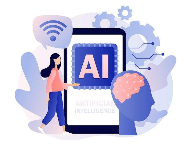 artificial intelligence concept digital brain with neural network on laptop screen ai machine