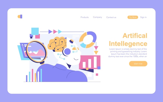 Artificial intelligence concept web banner for ai technology showcasing braininspired algorithms and