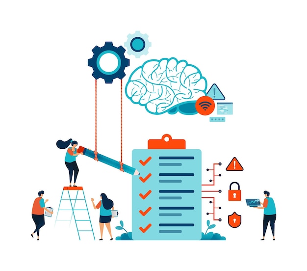 Artificial intelligence illustration of quizzes surveys exams or learning assessments with help and support of AI online system technology Can be used for mobile app website web flyer poster ad