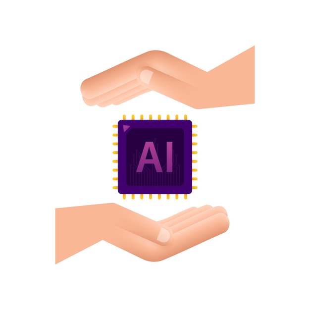 artificial intelligence landing page ai icon with hands website template
