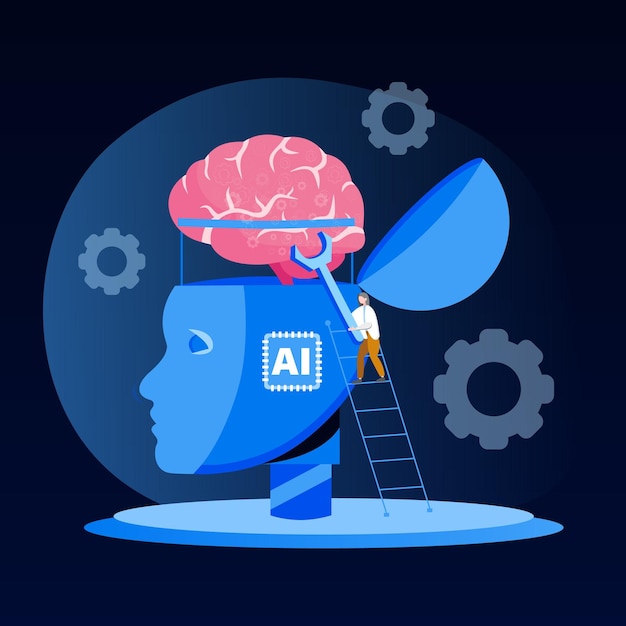 Artificial Intelligence Landing Page Concept AI Illustration Digital Brain