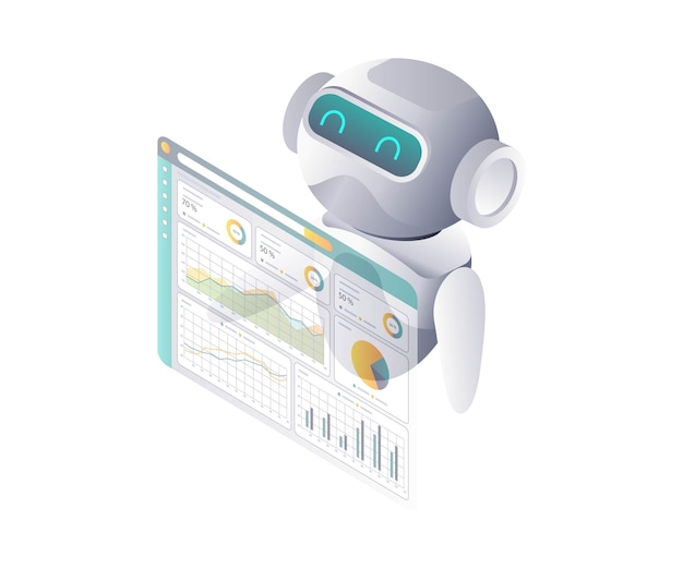 Artificial Intelligence Robots Analyzing Data