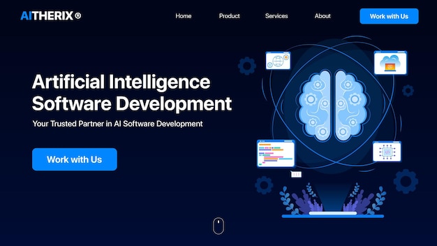 artificial intelligence software development artificial intelligence illustration ai landing page concept