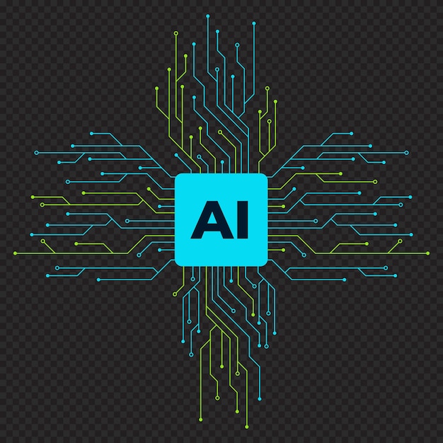 Artificial intelligence technology CPU chipset with printed circuit board Machine learning Futuristic concept Vector illustration