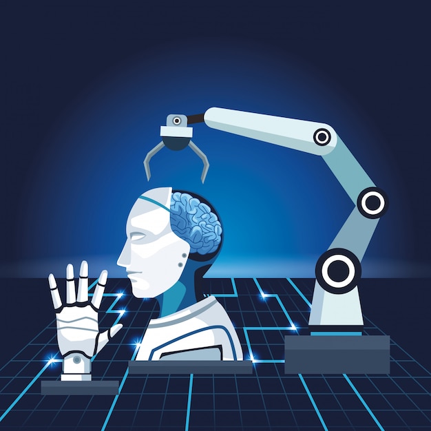 artificial intelligence technology robotic arm cyborg and hand mechanical