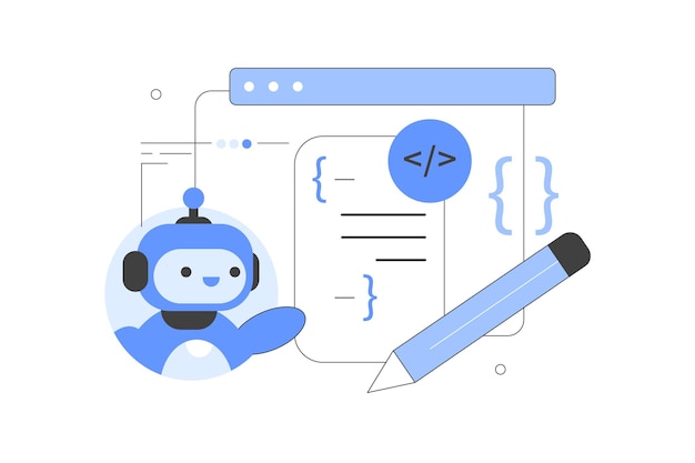 Artificial intelligence Using AI chat bot for writing programming code Neural network technology