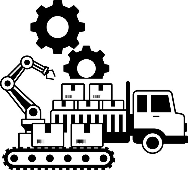 artificial muscles loading and unloading parcels from trailer concept exoskeleton robot vector