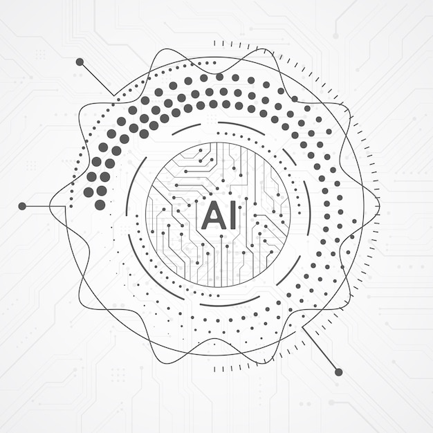 Artificiell intelligens-kretsuppsättning på kretskort i futuristisk konceptteknikkonstverk