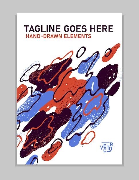 artistic brochure vector abstract design with hand drawn elements stylish colorful art abstraction cover for book magazine or flyer leaflet or advertising poster template