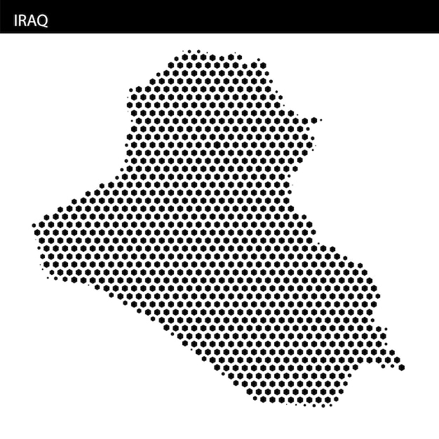 artistic representation of iraq using hexagonal dotted patterns in monochrome style