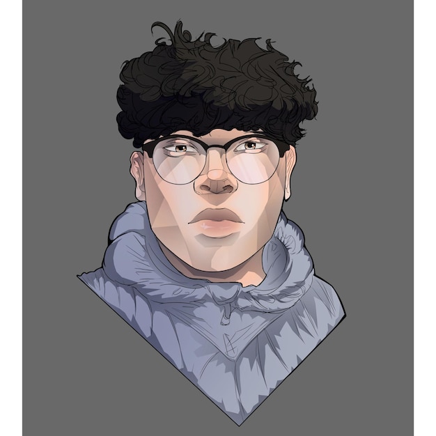 asian male cartoon portrait