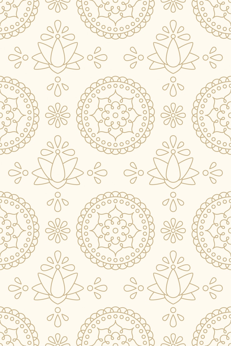 Vektör asian seamless pattern with lotus and floral motif