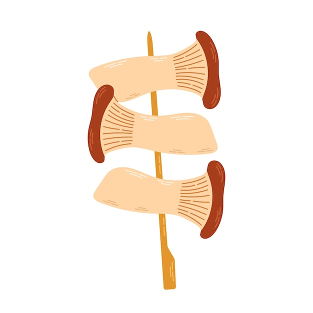 Asian Yakitori Skewers with eringi mushroom, for asian fast food and take out restaurants. Vector