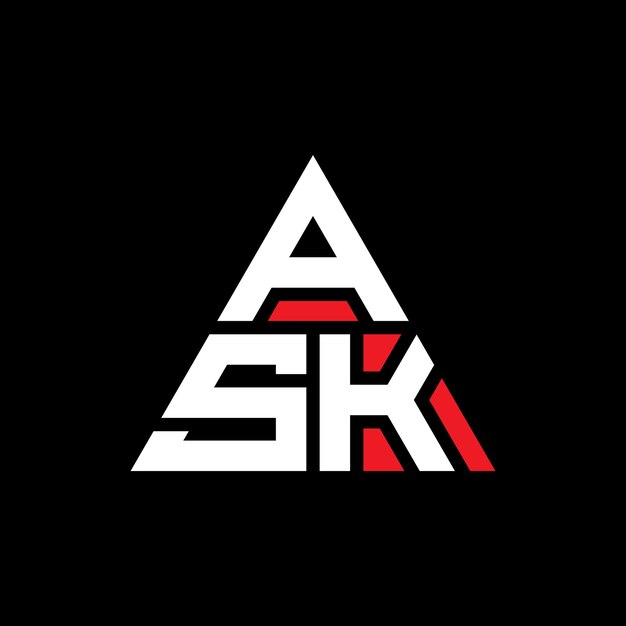 ASK triangle letter logo design with triangle shape ASK triangle logo design monogram ASK triangle vector logo template with red color ASK triangular logo Simple Elegant and Luxurious Logo