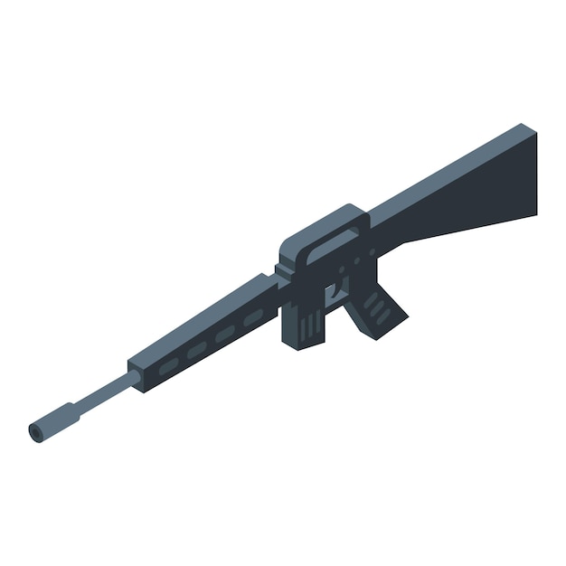 Assault rifle lying flat with barrel pointing left isometric view