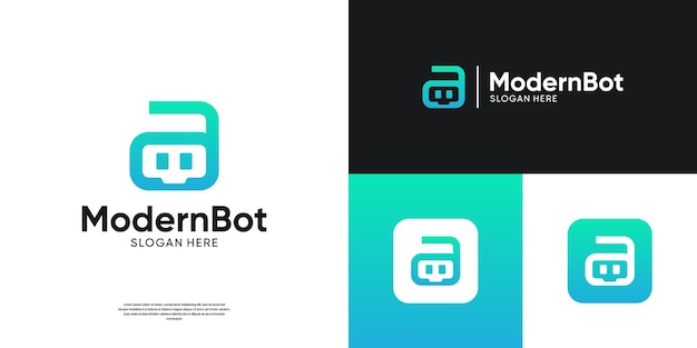 Assistant Bot logo icon vector Modern robot tech logo template