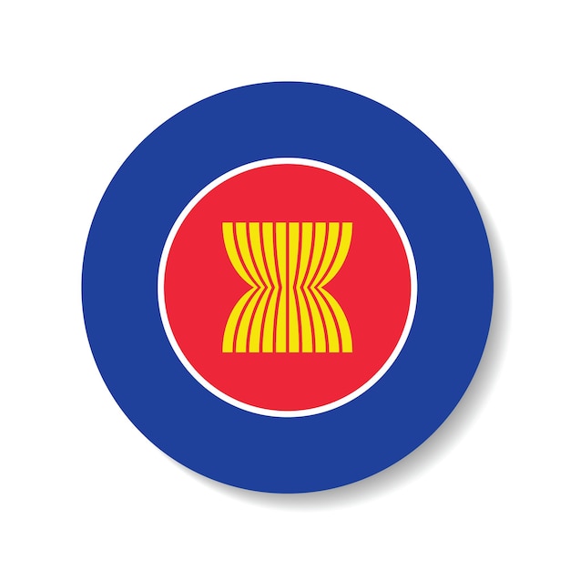 Association of Southeast Asian Nations circle flag logo icon computer vector illustration
