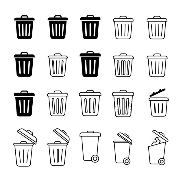 Assorted Icons of Trash Cans
