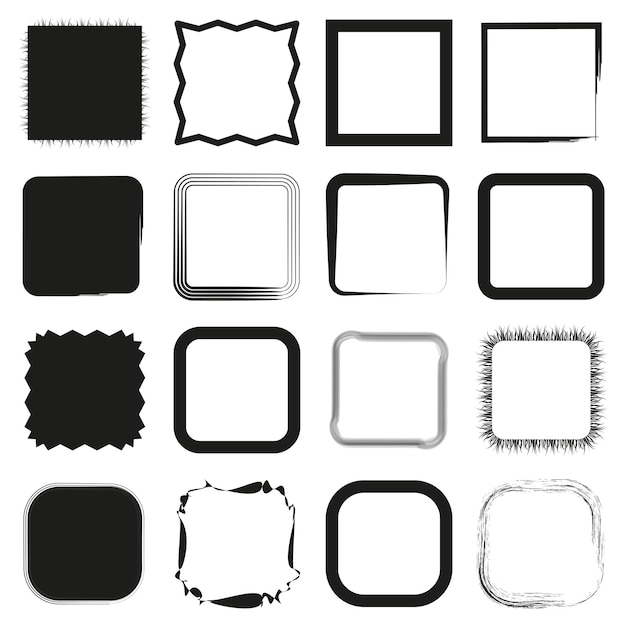 assorted square frames collection variety of borders set geometric and decorative elements