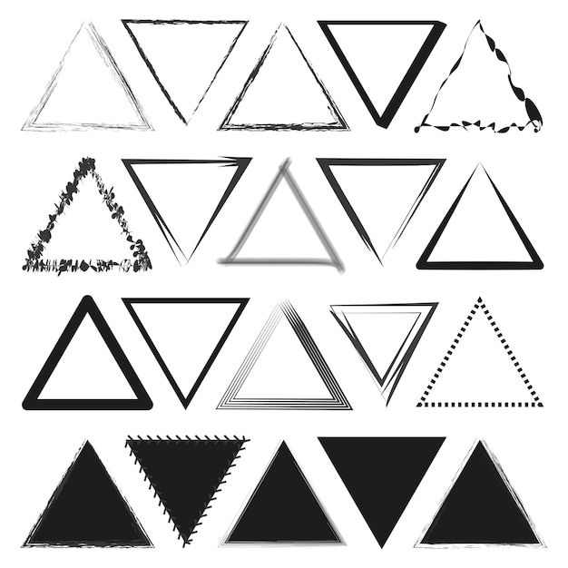 Assorted triangle frames collection Geometric shape variety set Abstract borders and edges designs