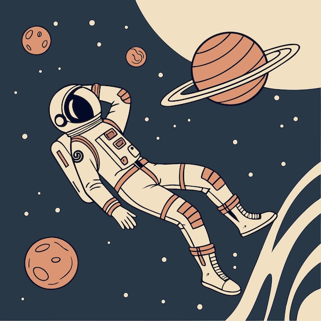 astronaut floating in space a cool space explore vector at illustration