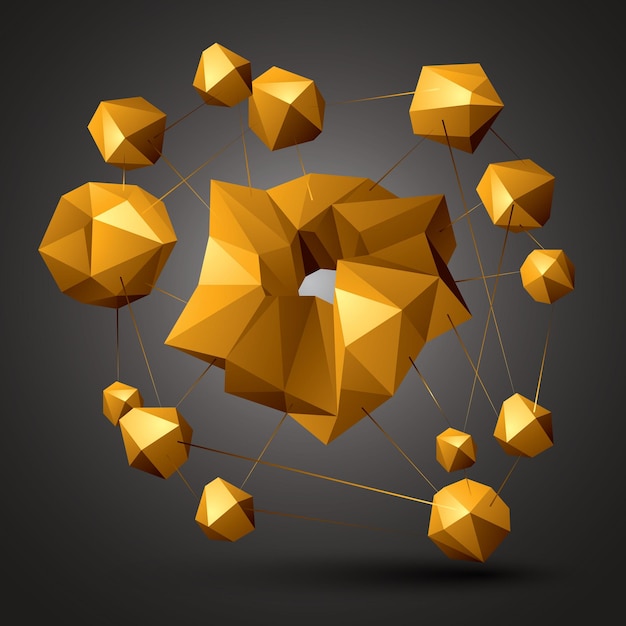 Asymmetric 3D abstract object, colorful geometric spatial forms. Render and modeling.