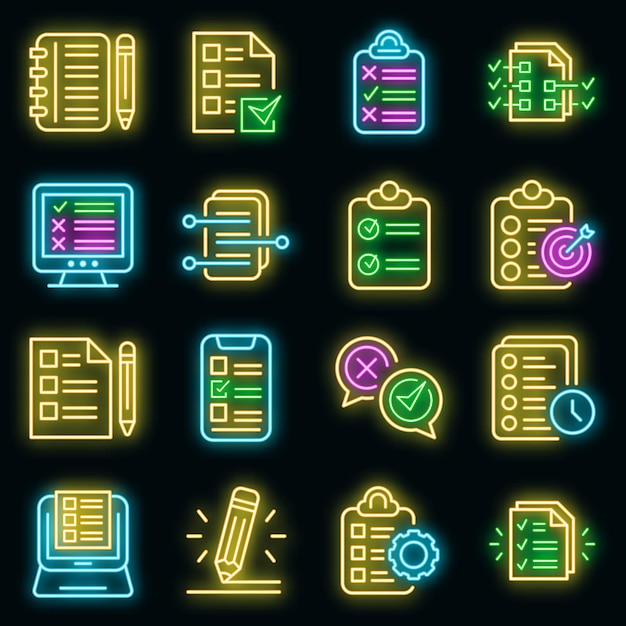 Atama simgeleri vektör neon seti