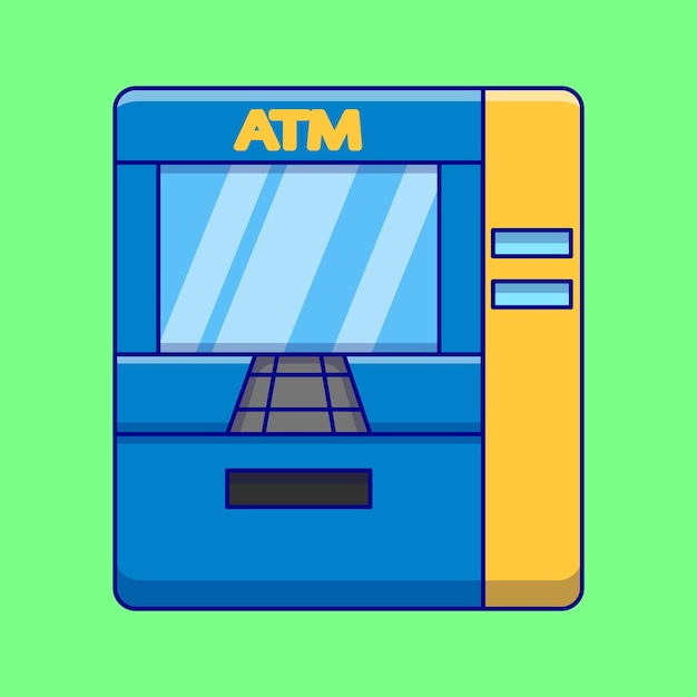 Atm Machine Cartoon Vector Icons Illustration Flat Cartoon Concept